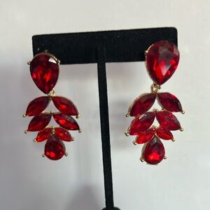 Teardrop, Ruby, Red Fashion Earrings